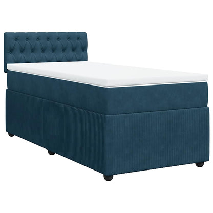 Boxspringbett mit Matratze Blau 90x190 cm Samt