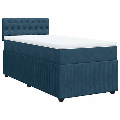 Boxspringbett mit Matratze Blau 100x200 cm Samt