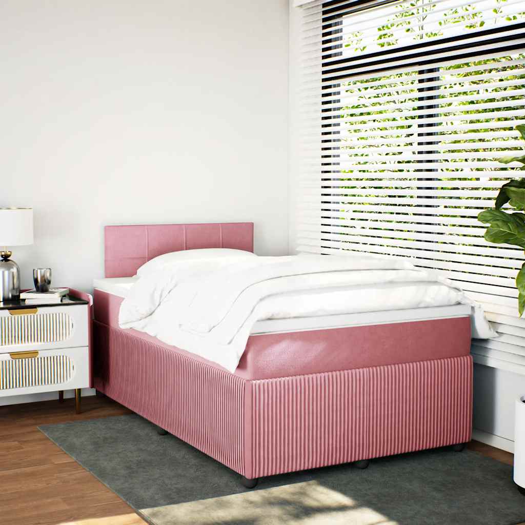 Boxspringbett mit Matratze Rosa 120x190 cm Samt