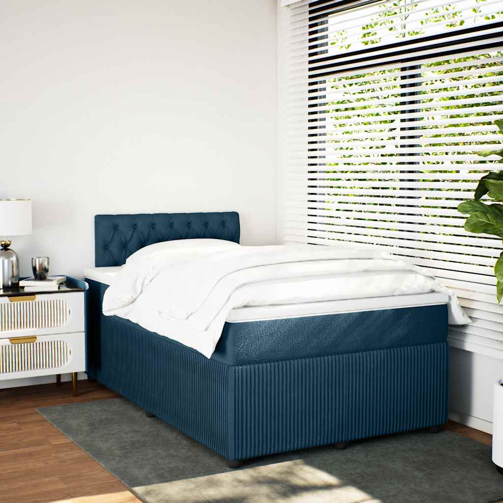Boxspringbett mit Matratze Blau 120x200 cm Samt