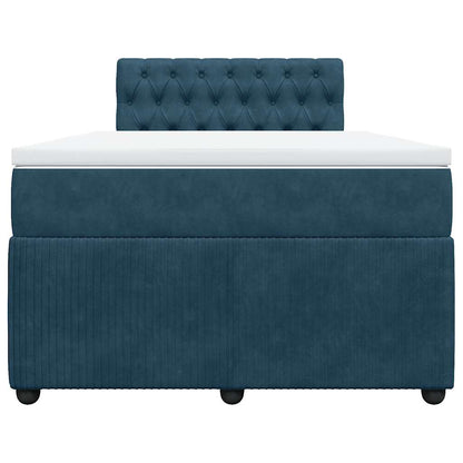 Boxspringbett mit Matratze Blau 120x200 cm Samt