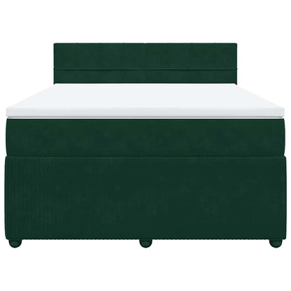 Boxspringbett mit Matratze Dunkelgrün 140x190 cm Samt