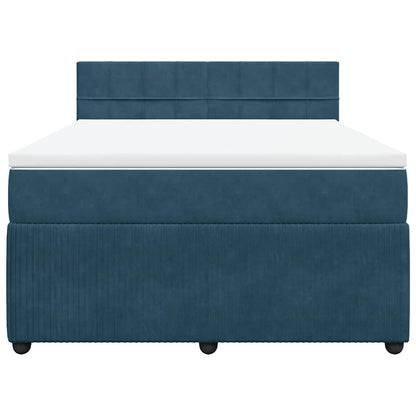 Boxspringbett mit Matratze Blau 140x190 cm Samt
