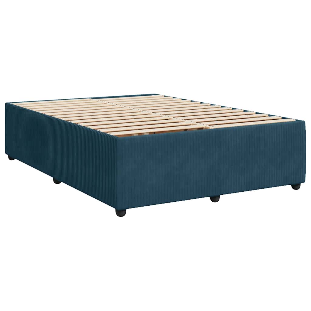 Boxspringbett mit Matratze Blau 140x190 cm Samt