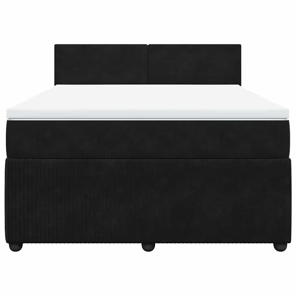 Boxspringbett mit Matratze Schwarz 140x200 cm Samt