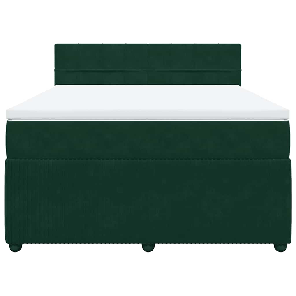 Boxspringbett mit Matratze Dunkelgrün 140x200 cm Samt