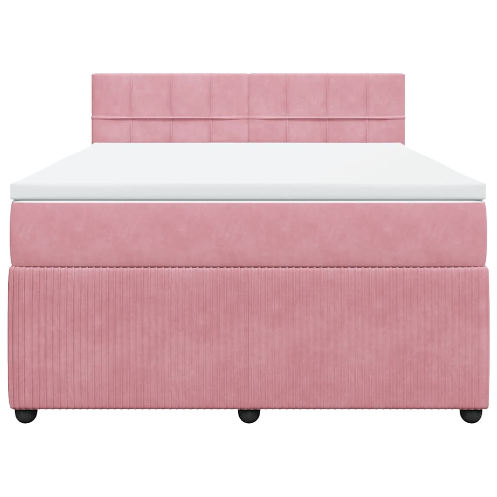 Boxspringbett mit Matratze Rosa 160x200 cm Samt