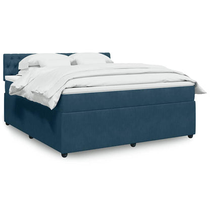 Boxspringbett mit Matratze Blau 180x200 cm Samt