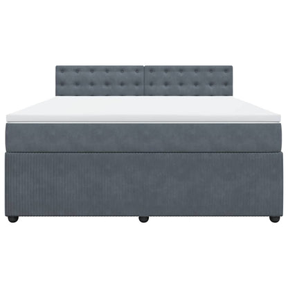 Boxspringbett mit Matratze Dunkelgrau 180x200 cm Samt
