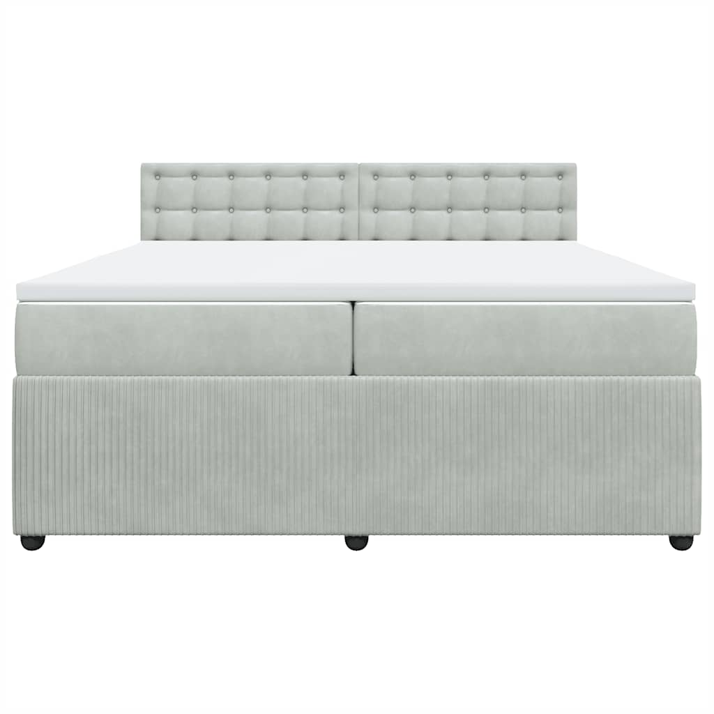 Boxspringbett mit Matratze Hellgrau 200x200 cm Samt