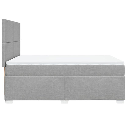 Boxspringbett mit Matratze Hellgrau 140x190 cm Stoff