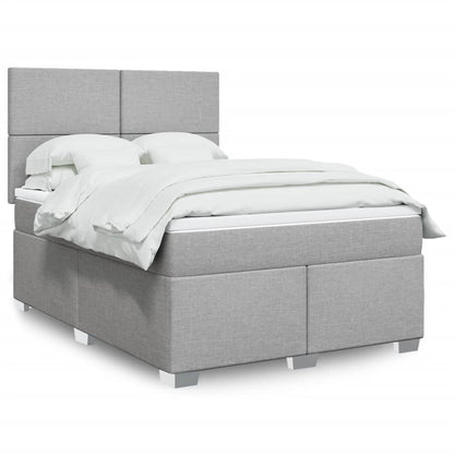 Boxspringbett mit Matratze Hellgrau 140x190 cm Stoff