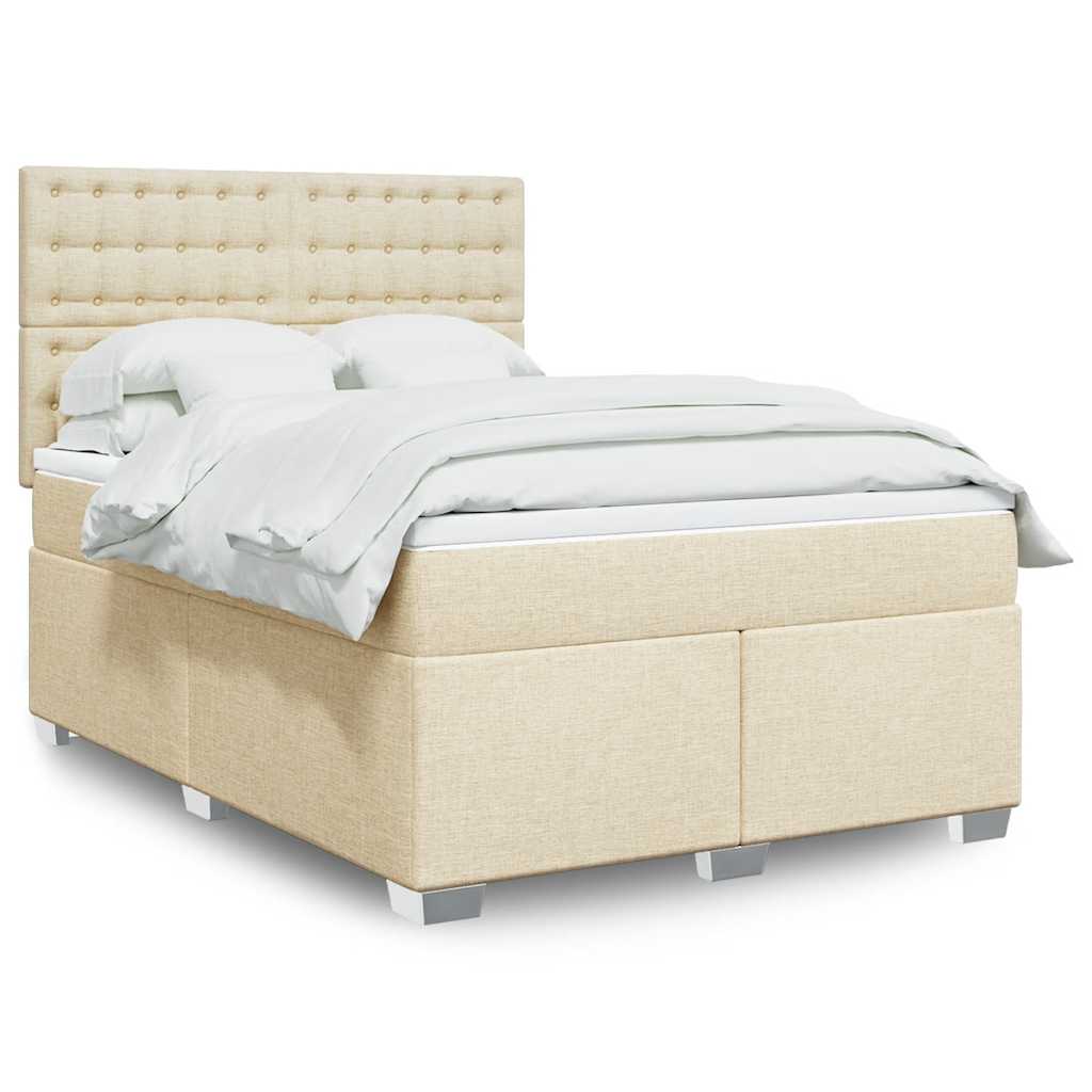 Boxspringbett mit Matratze Creme 140x190 cm Stoff