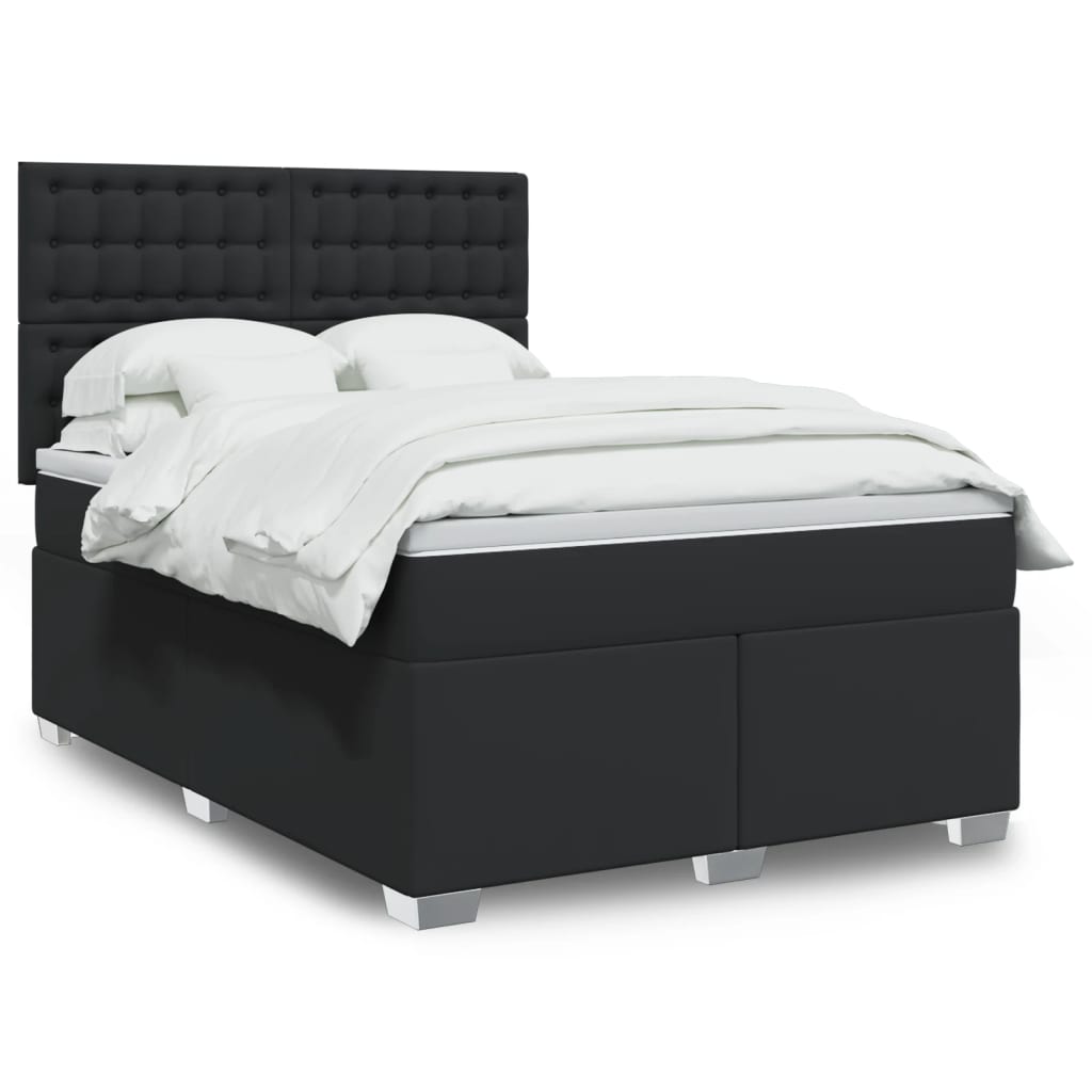 Boxspringbett mit Matratze Schwarz 140x190 cm Kunstleder