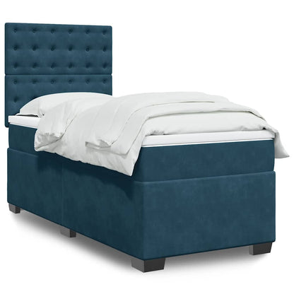 Boxspringbett mit Matratze Blau 90x190 cm Samt