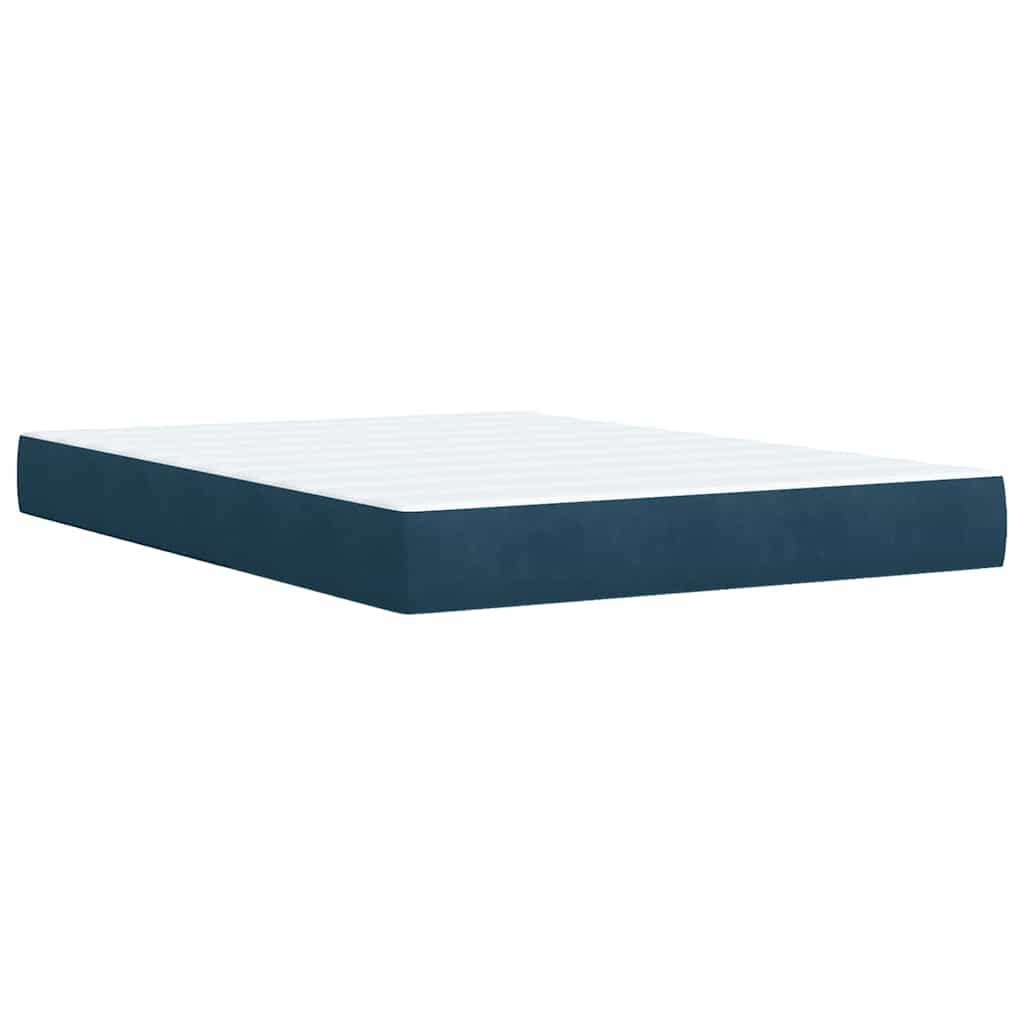 Boxspringbett mit Matratze Blau 140x190 cm Samt