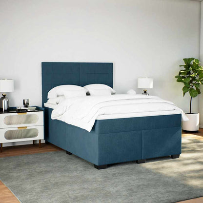 Boxspringbett mit Matratze Blau 140x200 cm Samt