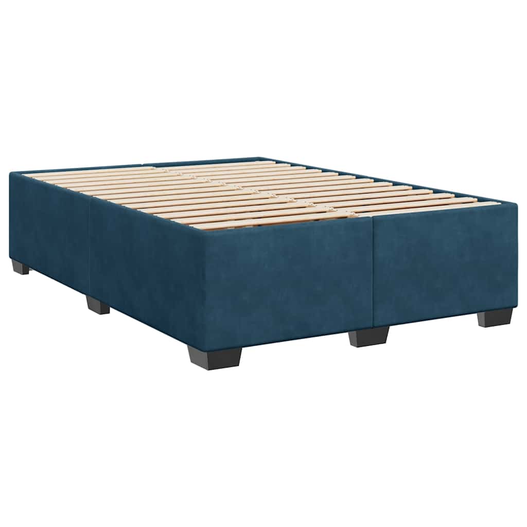 Boxspringbett mit Matratze Blau 160x200 cm Samt