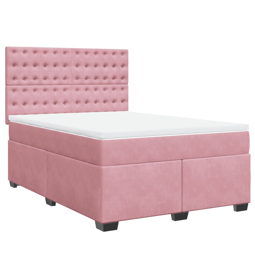 Boxspringbett mit Matratze Rosa 160x200 cm Samt