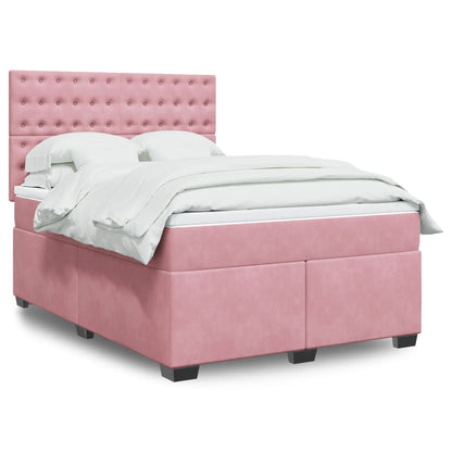 Boxspringbett mit Matratze Rosa 160x200 cm Samt