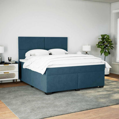 Boxspringbett mit Matratze Blau 180x200 cm Samt