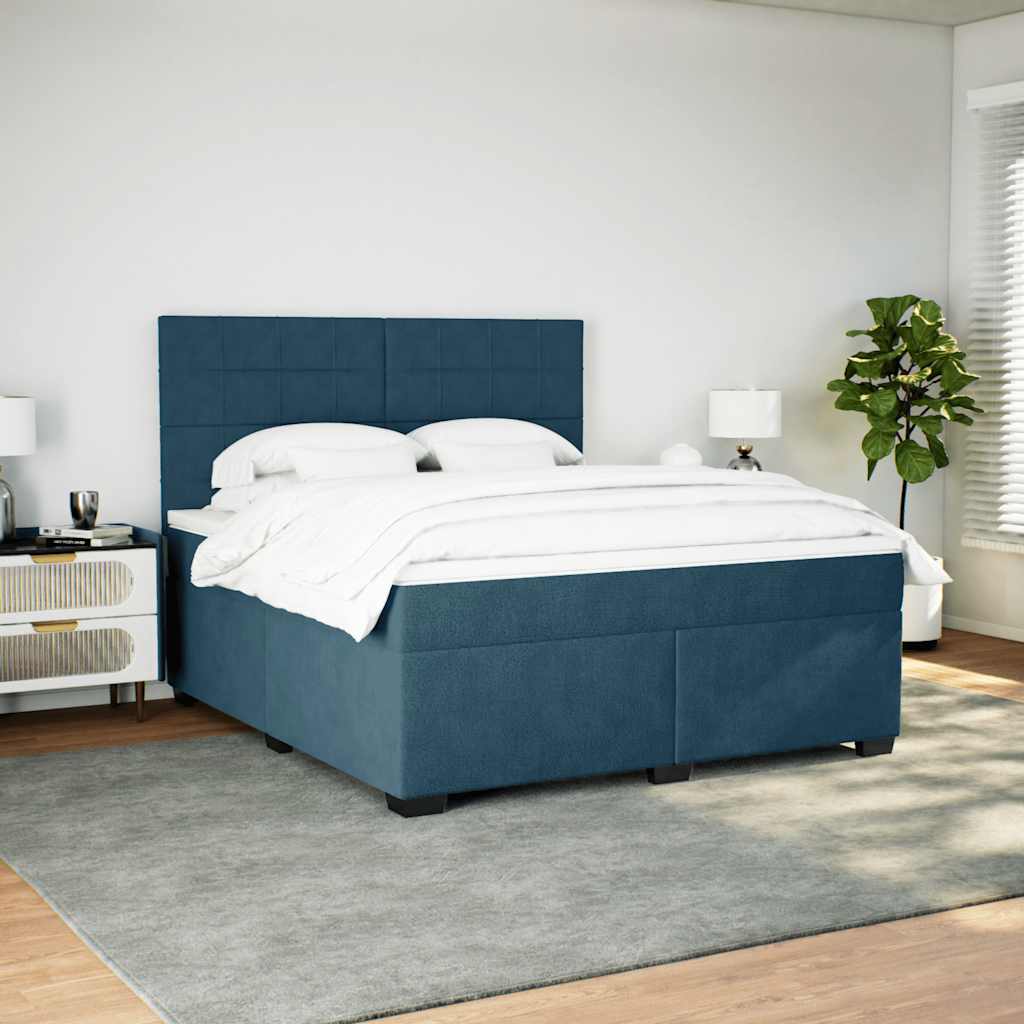 Boxspringbett mit Matratze Blau 180x200 cm Samt