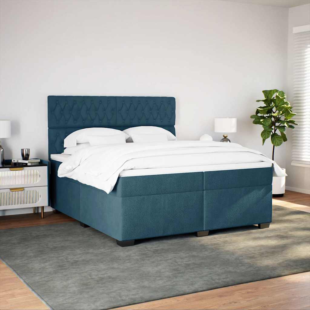 Boxspringbett mit Matratze Blau 200x200 cm Samt