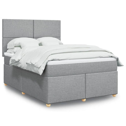 Boxspringbett mit Matratze Hellgrau 140x190 cm Stoff