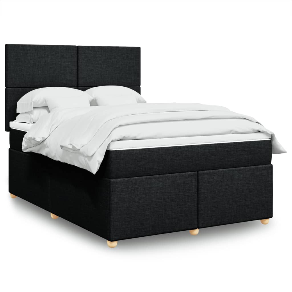 Boxspringbett mit Matratze Schwarz 140x190 cm Stoff
