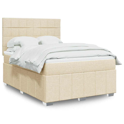 Boxspringbett mit Matratze Creme 140x190 cm Stoff
