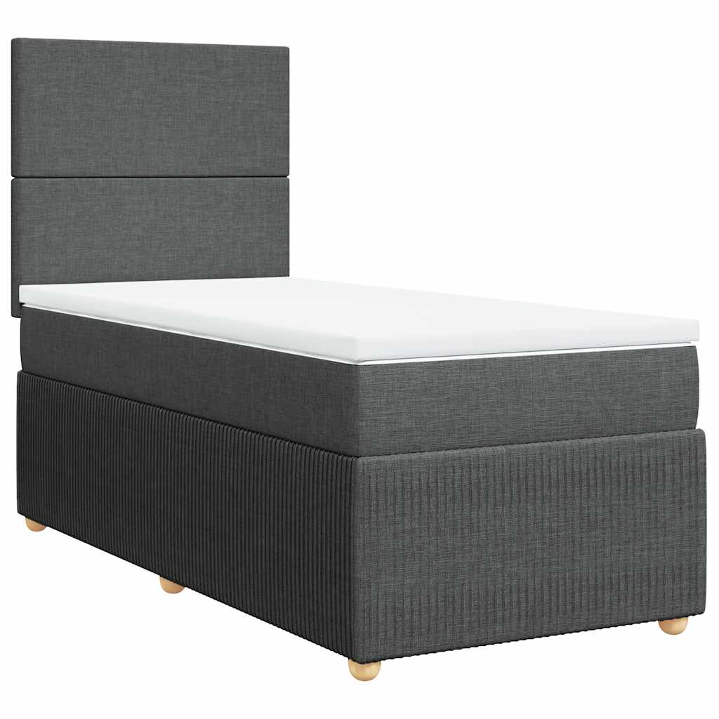 Boxspringbett mit Matratze Dunkelgrau 90x190 cm Stoff