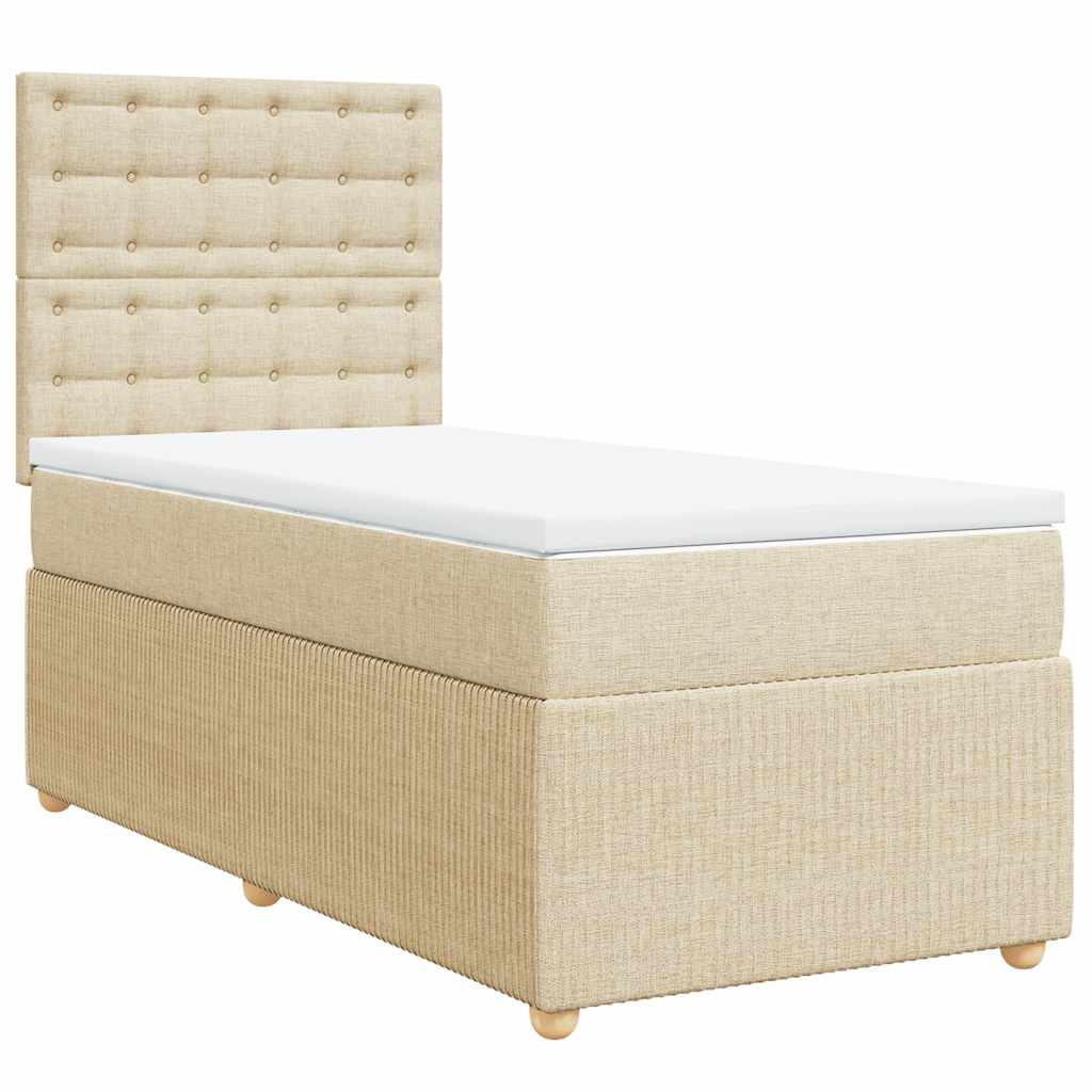 Boxspringbett mit Matratze Creme 90x190 cm Stoff