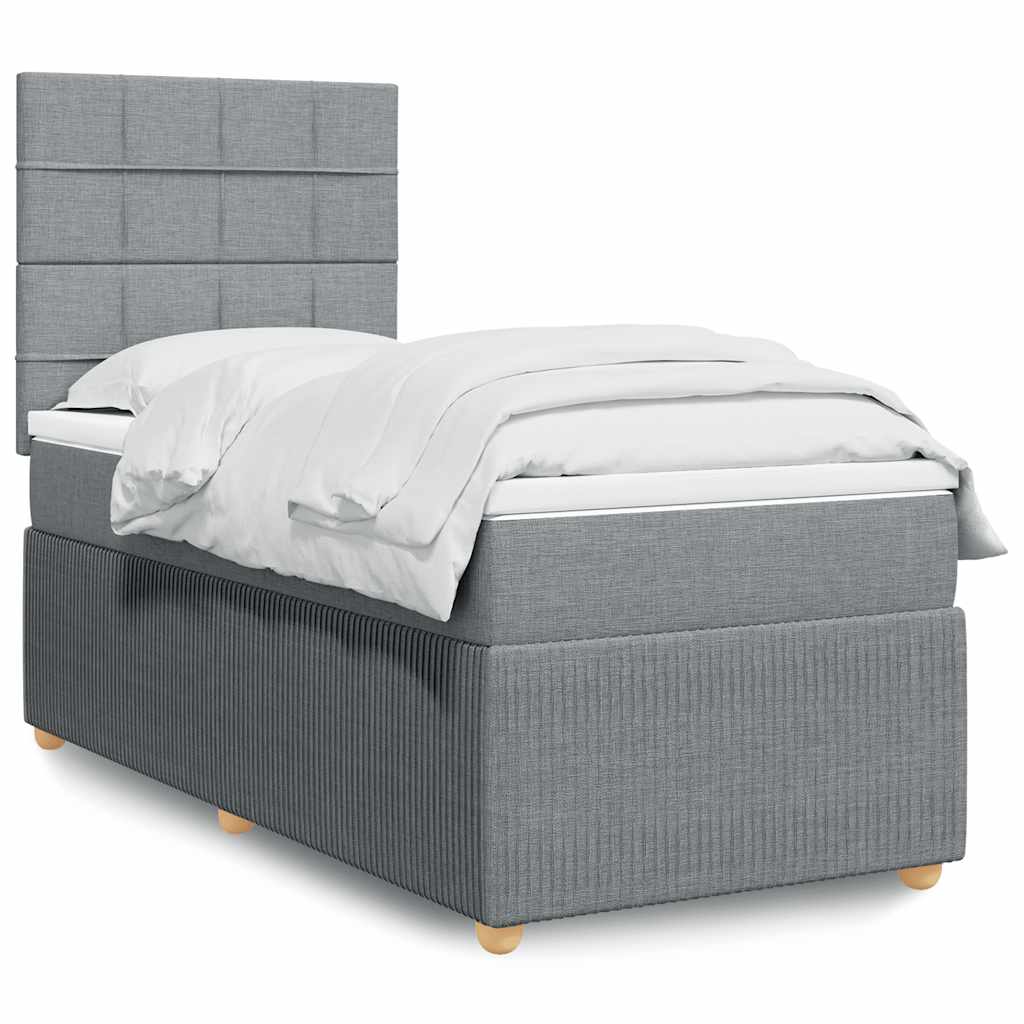 Boxspringbett mit Matratze Hellgrau 100x200 cm Stoff