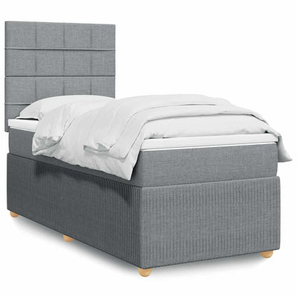 Boxspringbett mit Matratze Hellgrau 100x200 cm Stoff