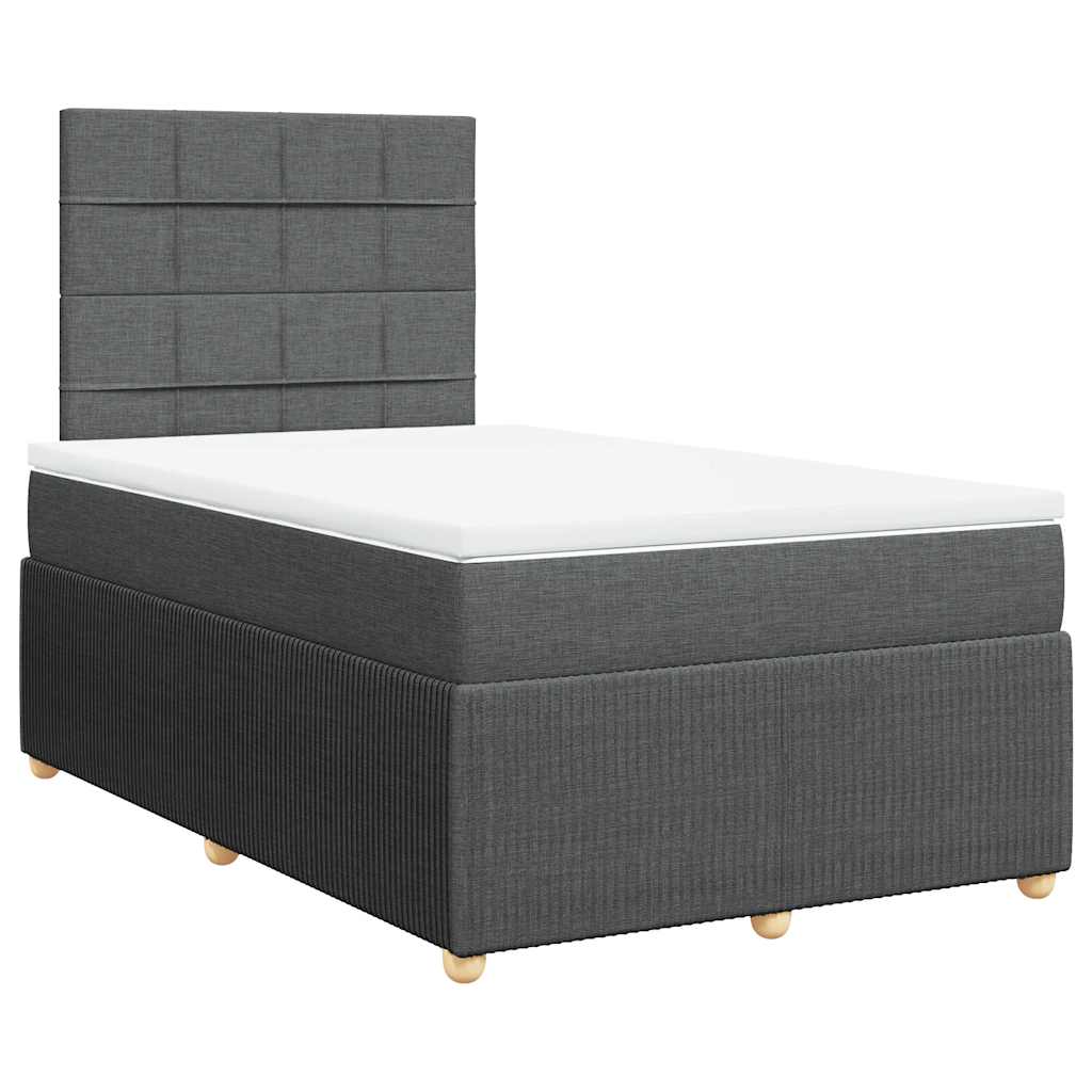 Boxspringbett mit Matratze Dunkelgrau 120x200 cm Stoff