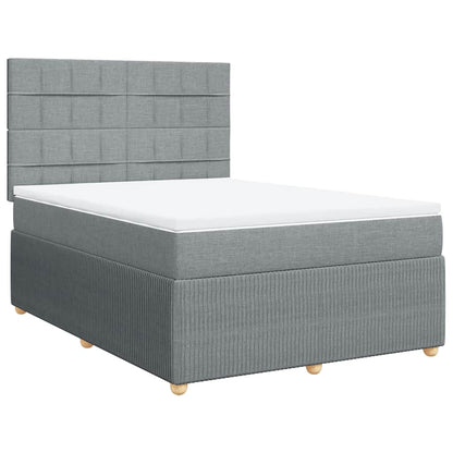 Boxspringbett mit Matratze Hellgrau 140x190 cm Stoff