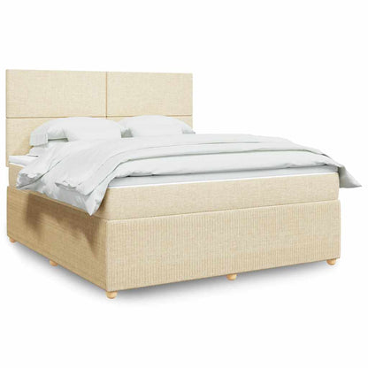 Boxspringbett mit Matratze Creme 180x200 cm Stoff