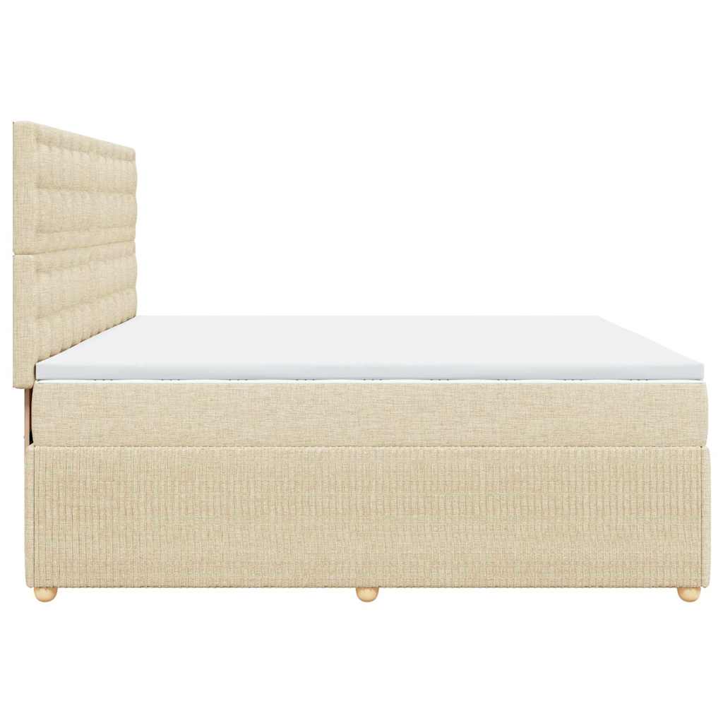 Boxspringbett mit Matratze Creme 200x200 cm Stoff