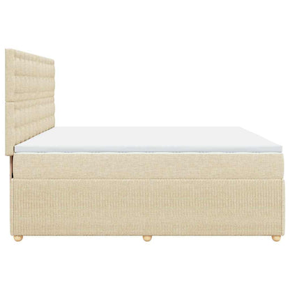 Boxspringbett mit Matratze Creme 200x200 cm Stoff