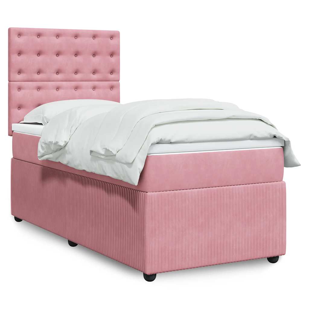 Boxspringbett mit Matratze Rosa 80x200 cm Samt