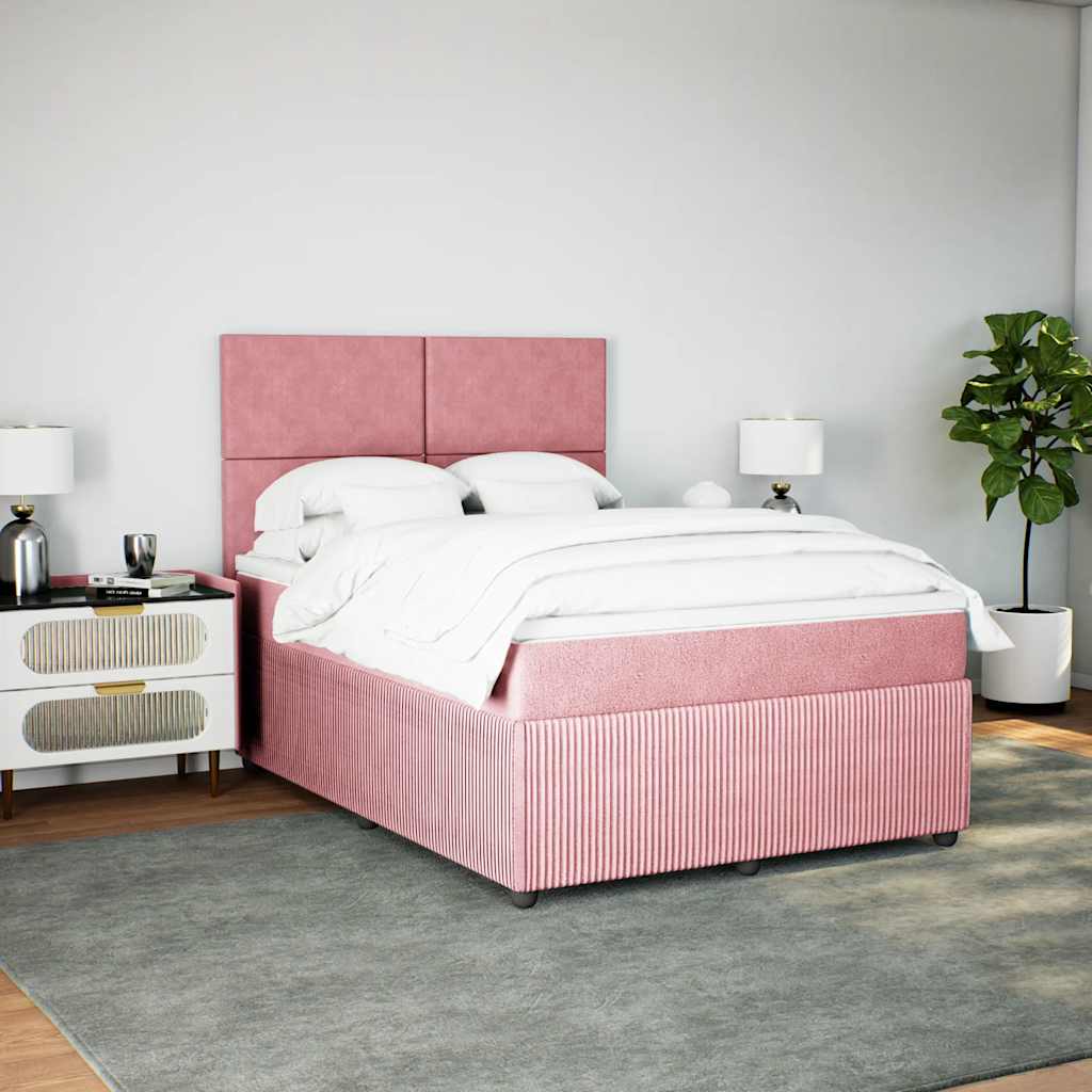 Boxspringbett mit Matratze Rosa 140x190 cm Samt