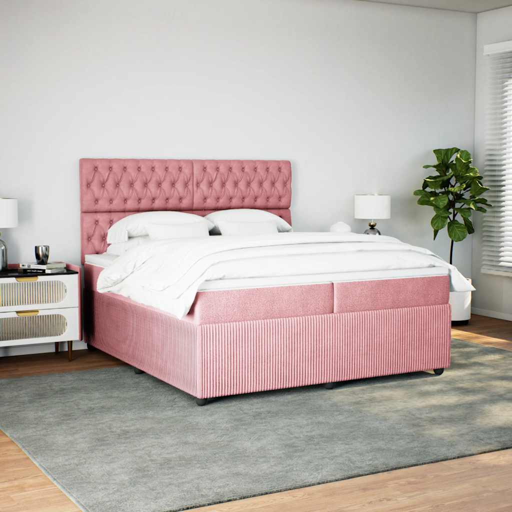 Boxspringbett mit Matratze Rosa 200x200 cm Samt