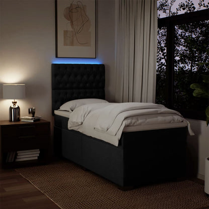 Boxspringbett mit Matratze Schwarz 100x200 cm Stoff