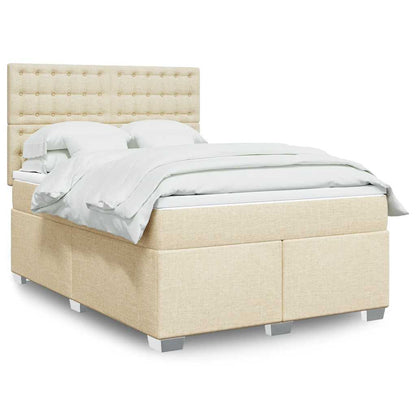 Boxspringbett mit Matratze Creme 140x190 cm Stoff
