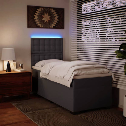 Boxspringbett mit Matratze Grau 80x200 cm Kunstleder