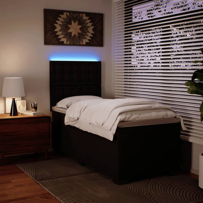 Boxspringbett mit Matratze Schwarz 100x200 cm Kunstleder