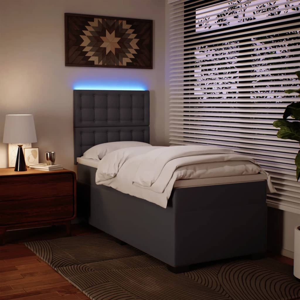 Boxspringbett mit Matratze Grau 100x200 cm Kunstleder