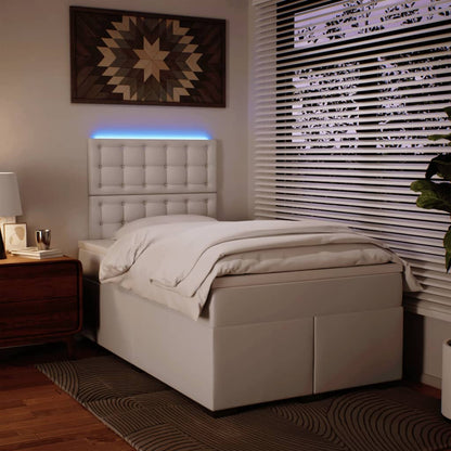 Boxspringbett mit Matratze Weiß 120x190 cm Kunstleder