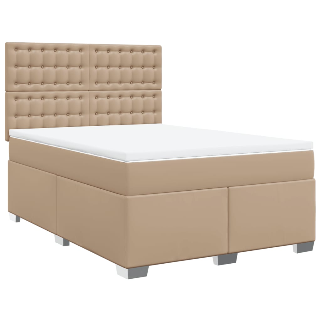 Boxspringbett Matratze Cappuccino-Braun 140x190cm Kunstleder