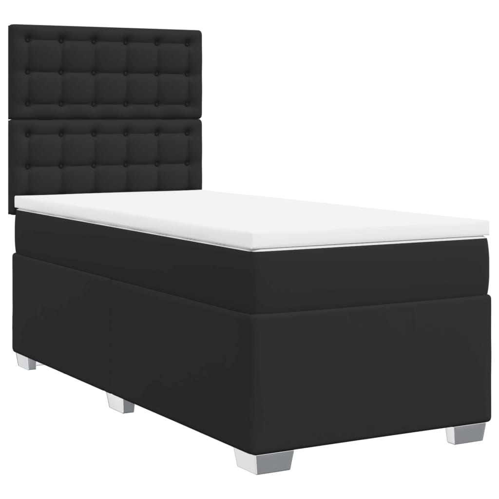 Boxspringbett mit Matratze Schwarz Kunstleder